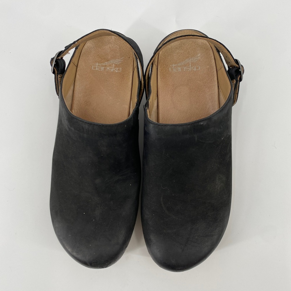 Dansko Clog Mules Womens 40 Black Leather Slingback Buckle Comfort Shoes - Picture 4 of 10